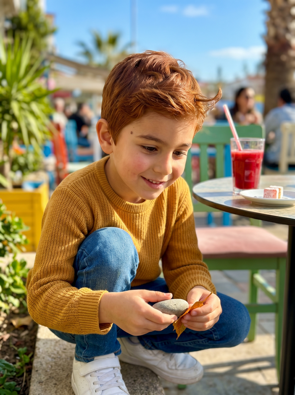 8 yaşındaki Umut için kişiye özel uzay macerası kitabında kullanılacak çocuğun gerçek fotoğrafı.