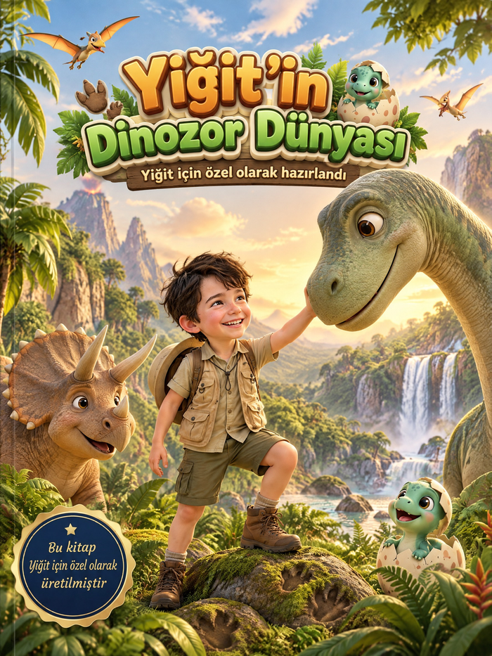 Yiğit'in Dinozor Dünyası - Dinozor Kişiye Özel Çocuk Kitabı | MasalSensin