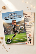 'Yiğit'in Siyah-Beyaz Kalbi' adına özel kitabın ön ve arka kapakları yan yana, A4 boyutunda kaliteli baskı.