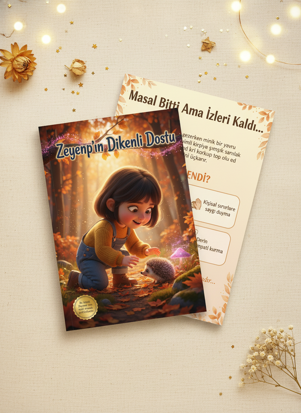 Zeynep'in kişiye özel kitabı ön ve arka kapak birlikte, A4 yatay ebat yüksek kaliteli yumuşak kapak baskı
